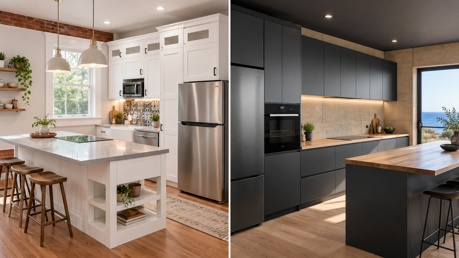 Kitchen cabinetry design reference illustrating coordinated cabinets and room layout