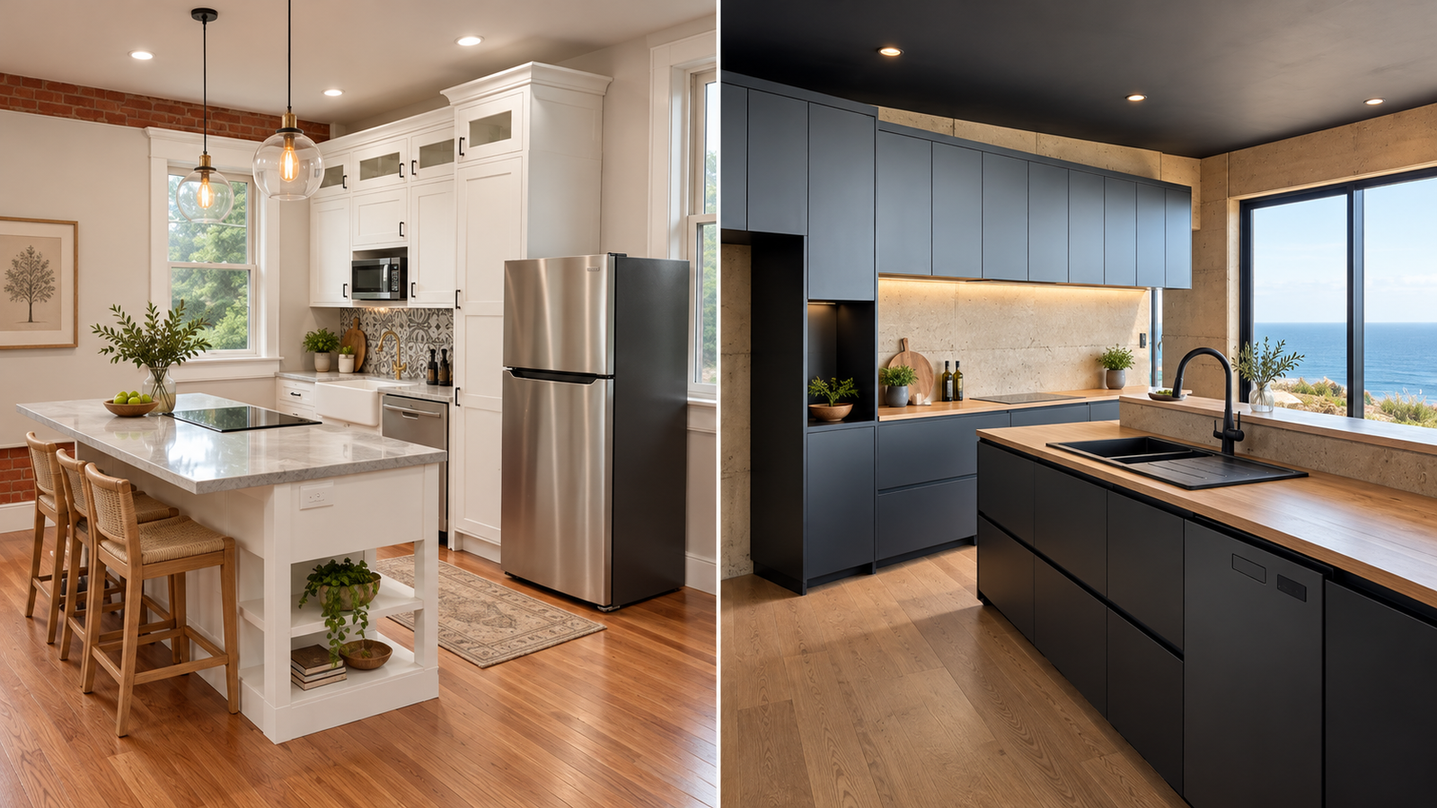 Modern custom kitchen cabinet design and space planning