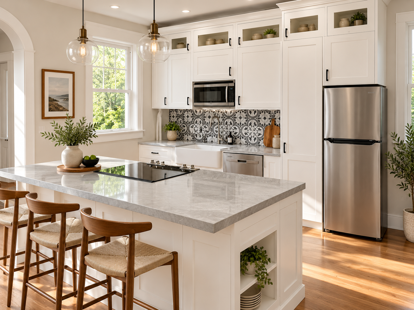 Kitchen design with coordinated cabinets